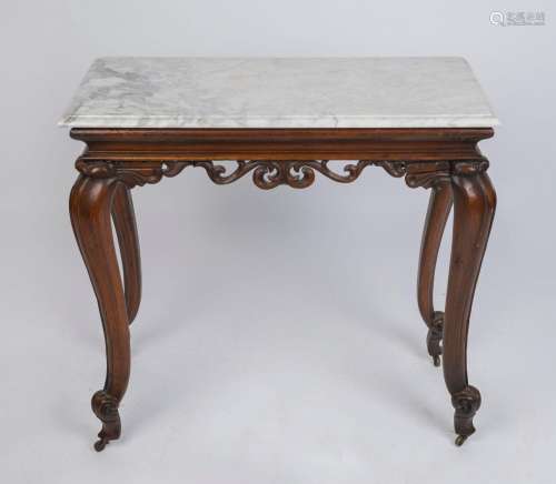An antique English console table with marble top, 19th centu...