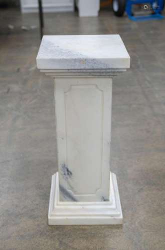 An antique white marble pedestal, 20th century, 70cm high, 3...