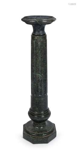 An antique green marble turned pedestal, late 19th century, ...