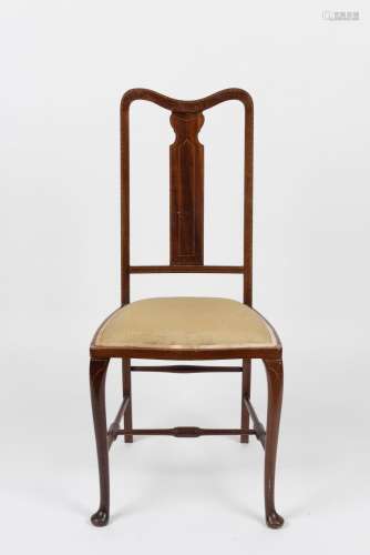 An Arts & Crafts English chair, mahogany and checker str...