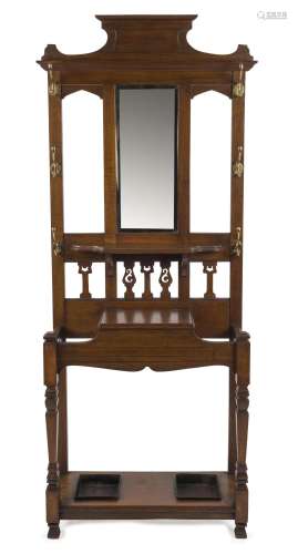 An English oak hallstand, early 20th century