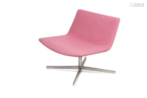 ARPER Italian swivel chair upholstered in pink wool by Warwi...