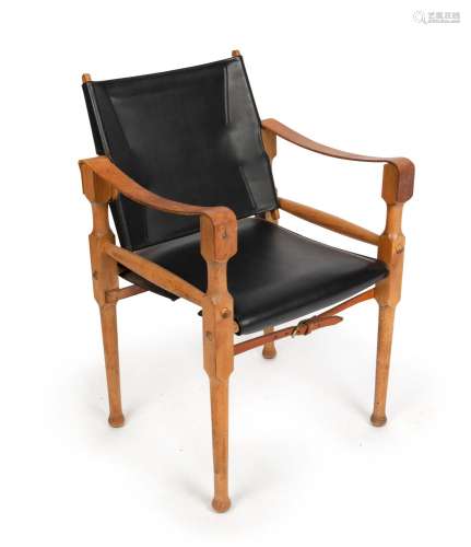 MICHAEL HIRST safari armchair, oak and leather, mid 20th cen...