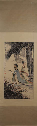 A Chinese figure painting, Fu Baoshi mark