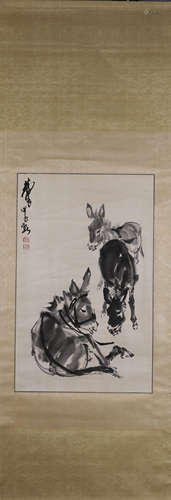 A Chinese donkey painting, Huangzhou mark