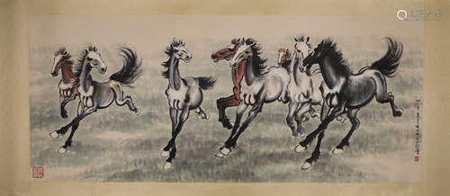 A Chinese horse painting, Xu Beihong mark