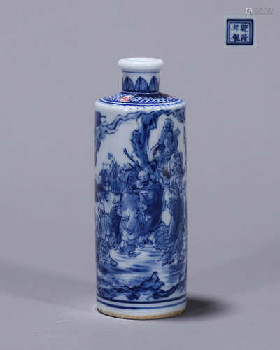 A blue and white arhat porcelain snuff bottle