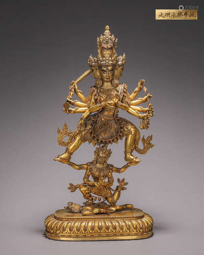 A gilding copper buddha statue