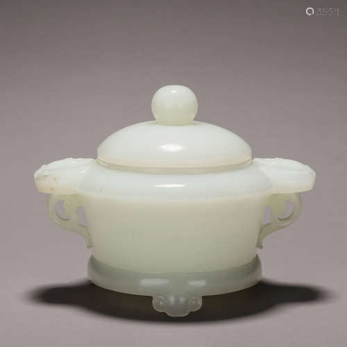 A Hetian jade double-eared censer