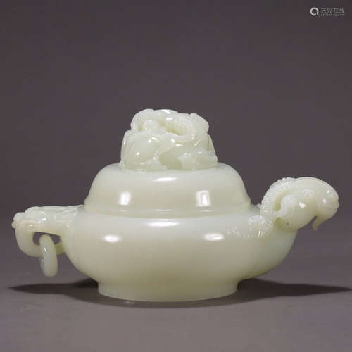 A Hetian jade goat censer