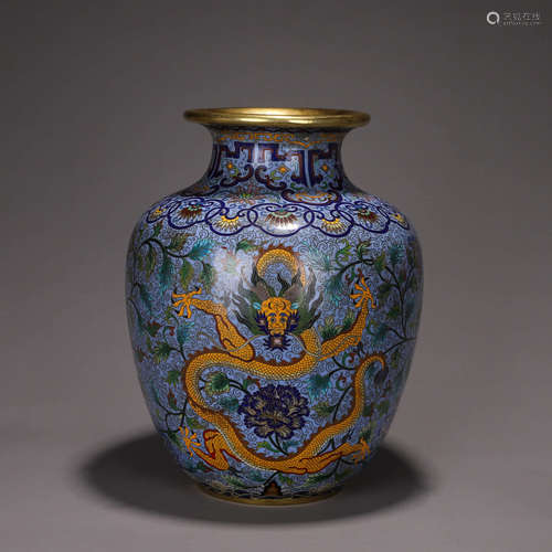 A dragon patterned cloisonne vase