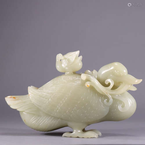 A Hetian jade goose shaped water pot