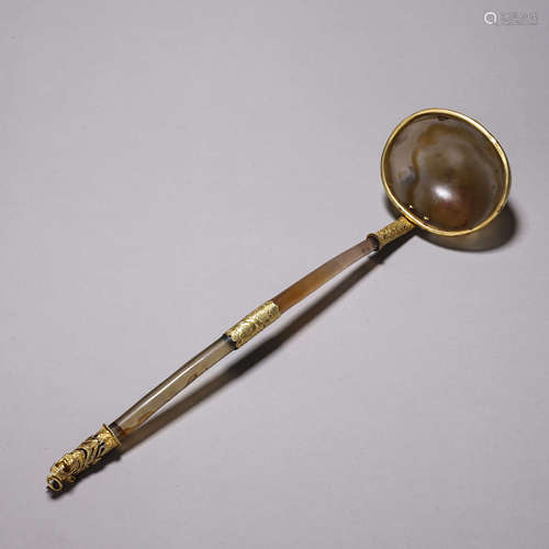 A gilt agate spoon