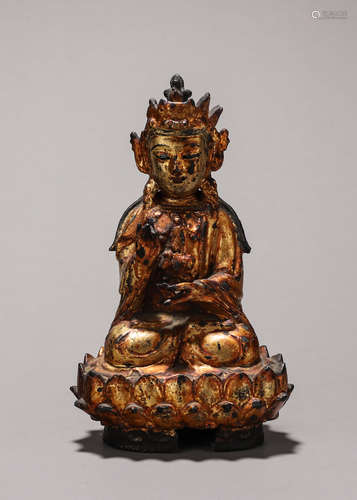 A gilt copper Guanyin bodhisattva