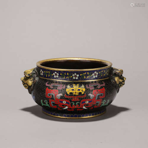 A taotie patterned cloisonne censer