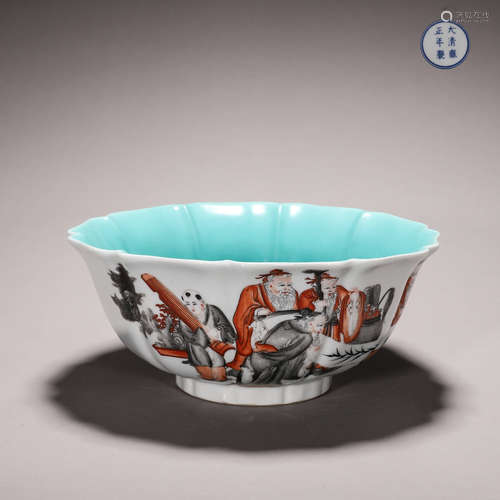 An ink colored figure porcelain bowl