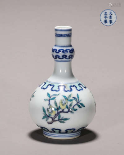 A blue and white doucai porcelain vase