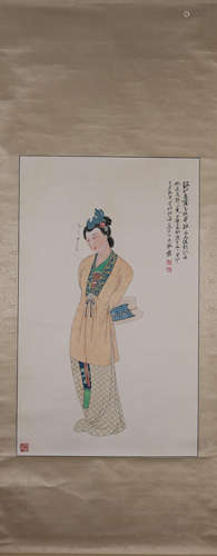 A Chinese figure painting, Zhang Daqian mark