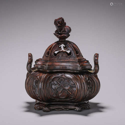 An aloeswood carved suanni incense burner