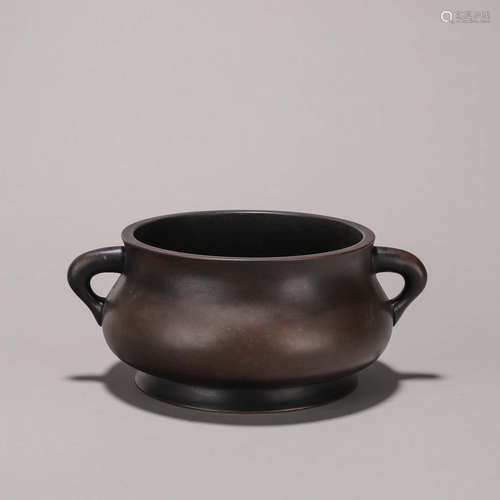 A double-eared copper censer