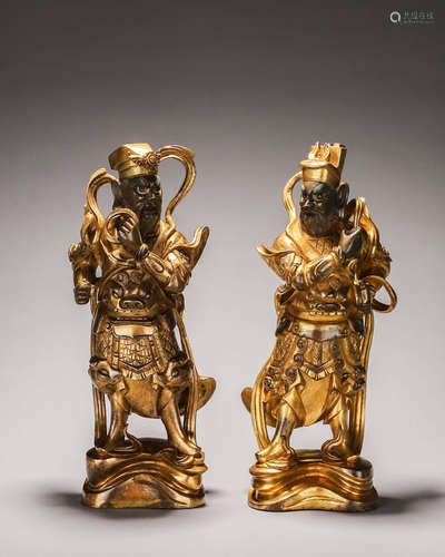 2 gilding copper figurines