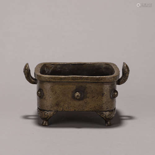 A double-eared copper censer