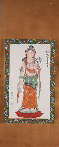 A Chinese Guanyin painting, Zhang Daqian mark