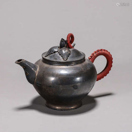 A silver teapot