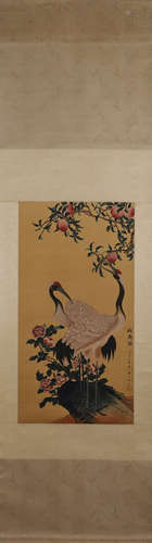 A Chinese crane painting, Chen Zhifo mark