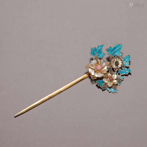 A gilding silver tian-tsui hairpin