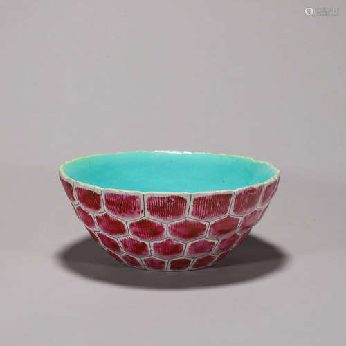 A red glazed flower porcelain bowl