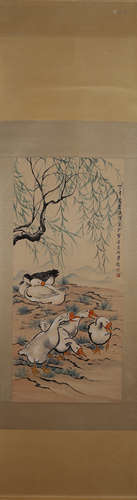 A Chinese goose painting, Xu Beihong mark