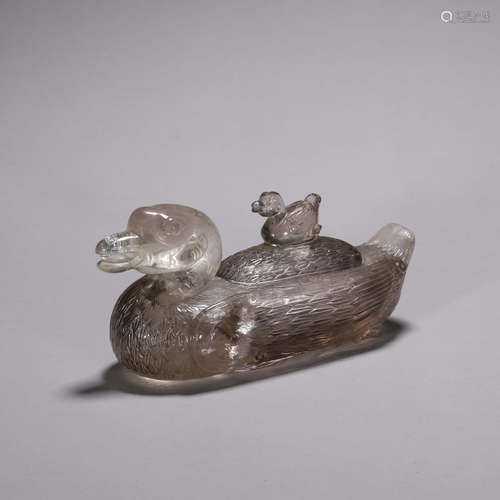 A crystal duck shaped box