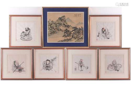 A set of six Chinese Taoist immortals