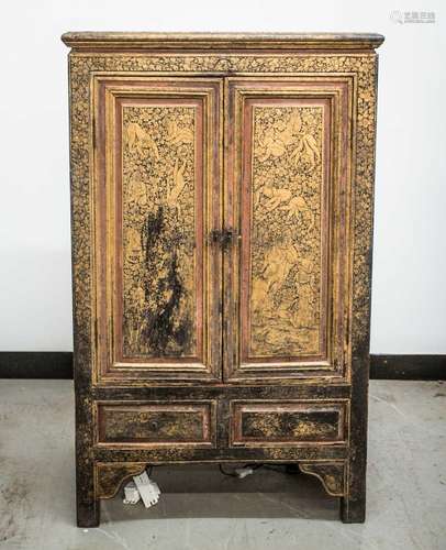 A Thai lacquered and gilt decorated cabinet