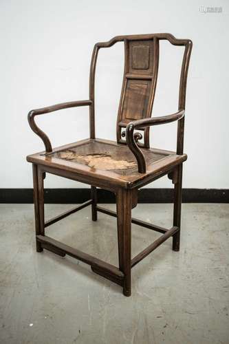 A Chinese hardwood scholars hat armchair