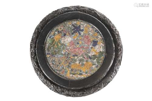 A Chinese cloisonne plaque