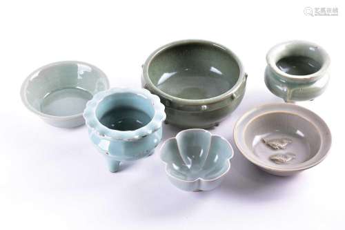 A group of Yuan and later Longquan style celadon wares
