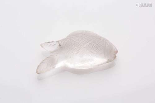 A possibly Chinese carved rock crystal figure of a fish with...