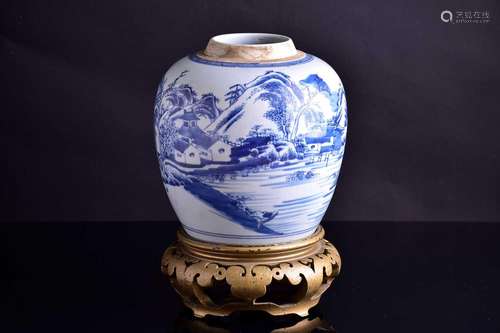 A Chinese blue & white ginger jar