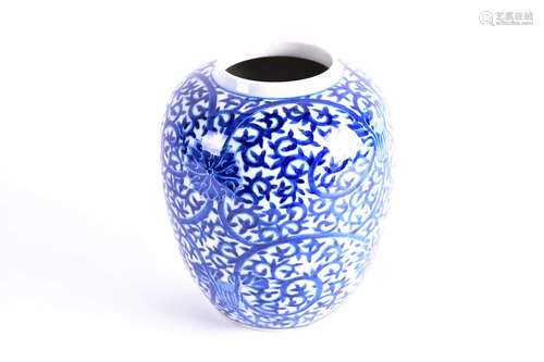 A Chinese blue & white lotus vase