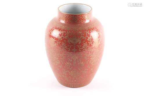 A Chinese coral ground vase