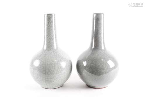 A pair of Chinese celadon bottle vases