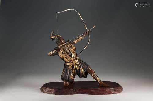 A Japanese parcel gilt bronze Archer