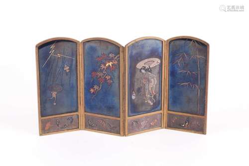 A Nogawa bronze table screen