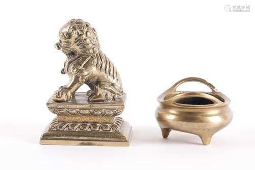 A Chinese bronze censer and Buddhist lion