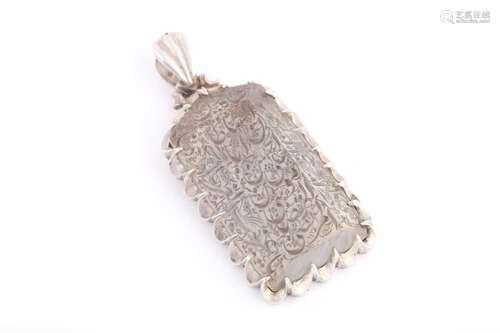 A large Indo Persian rock crystal pendant in white metal mou...