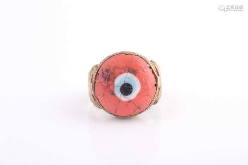 An Indo Persian glass bullseye ring