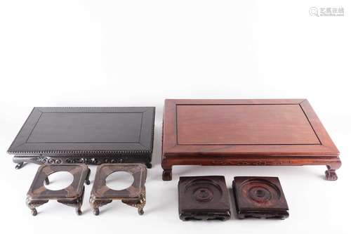 Four Chinese carved hardwood stands