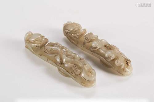 Two Chinese jade belt hooks